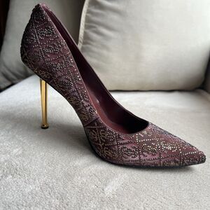 Guess Sorena Wine Stiletto High Heel Pumps Women 8.5 M Pointy Toe Rhinestones